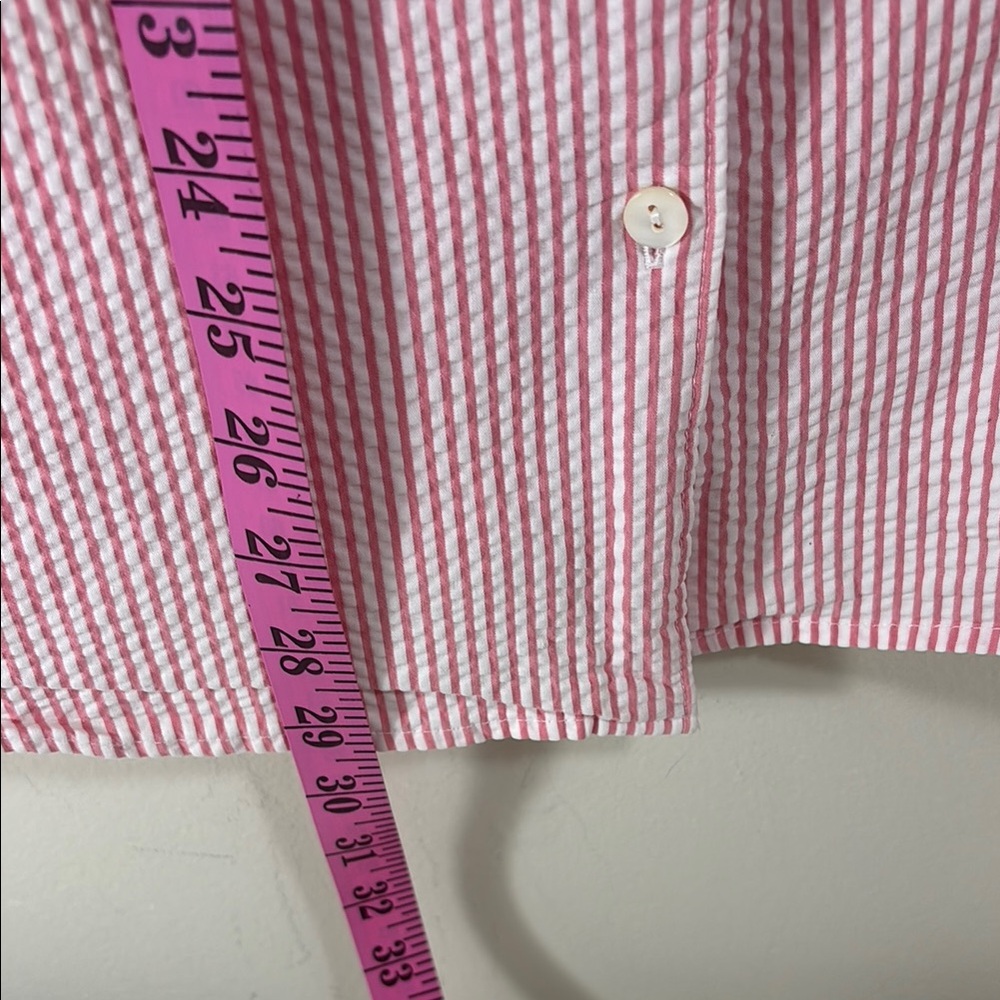 L.L. Bean Pink Striped Women's Short Sleeve Button-Up Shirt - Picture 6 of 6